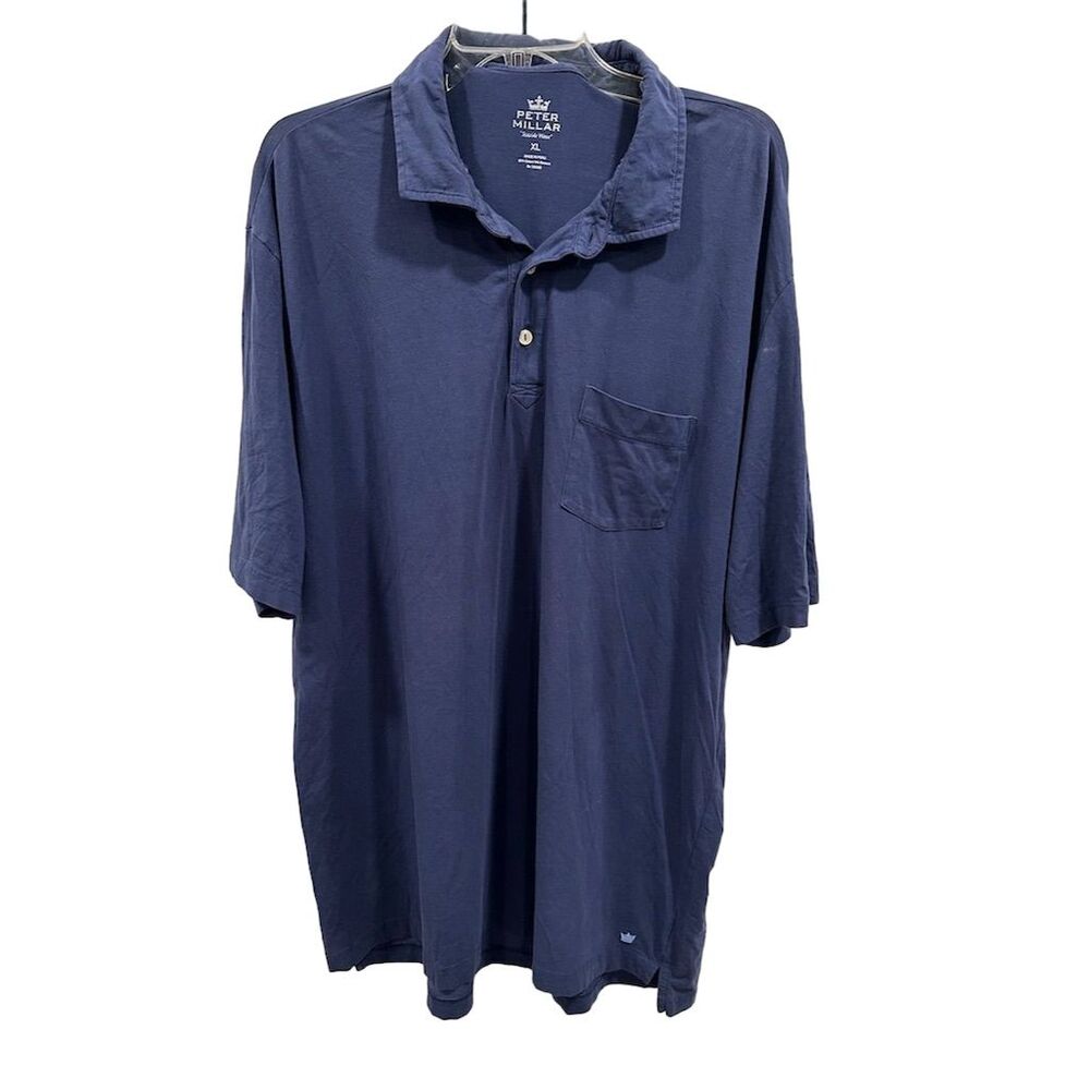 Peter Millar Men's XL Blue‎ Seaside Wash Polo Shirt Short Sleeve Casual
